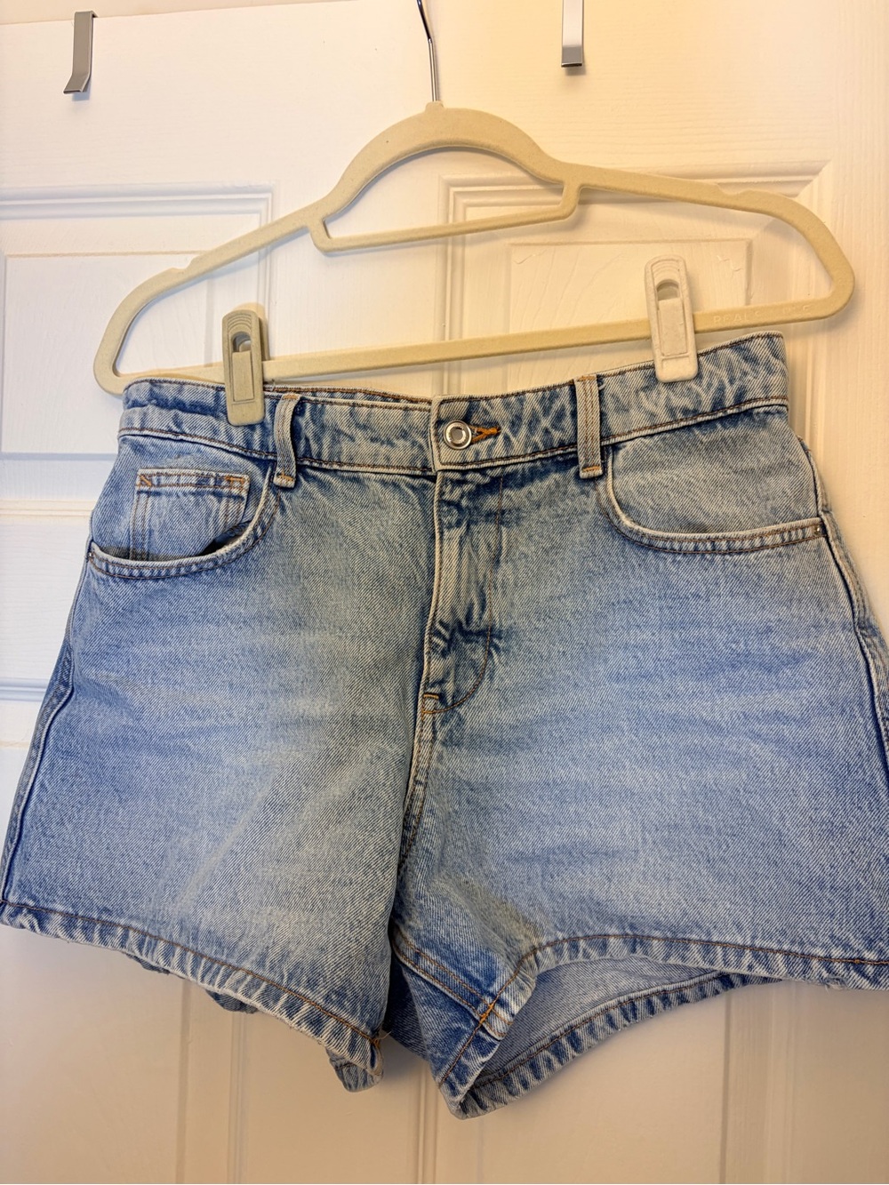Zara Light Blue High-Waist Denim Shorts